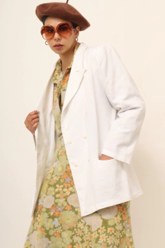 Blazer branco linho com poliester transpassado