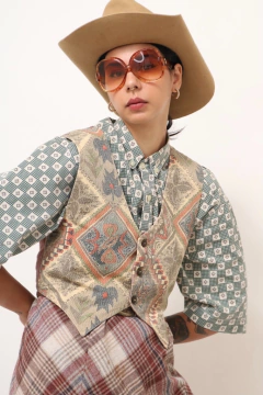 colete estampado western vintage
