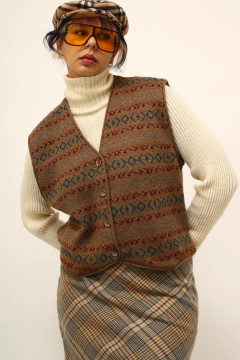 Colete tricot vintage estampado - Capichó Brechó