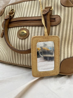 bolsa listras caramelo com off alça removível na internet