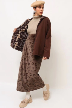 jaqueta dupla face marrom flores vintage - comprar online