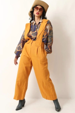 macacao estilo linho amarelo vintage