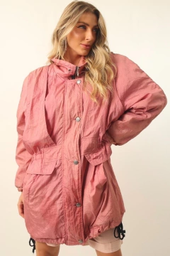 Parka acolchoada vintage rosinha
