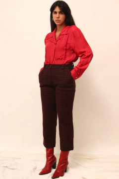 Calça tricot marrom vermelho na internet