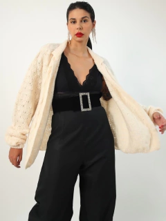Cardigan tricot off textura fofo vintage na internet
