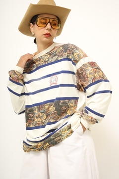 BLUSA listras flores CEA vintage