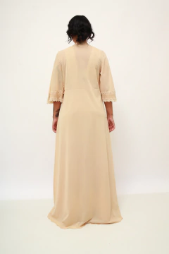 Conjunto camisola + penhoar bege longo