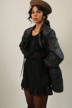 Blazer couro forrado vintage 70’s na internet