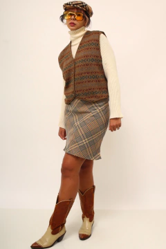 Colete tricot vintage estampado na internet