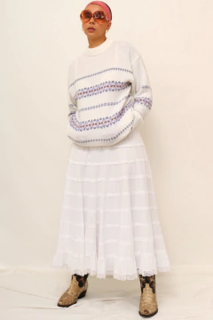 Pulover branco listras azul vintage - comprar online