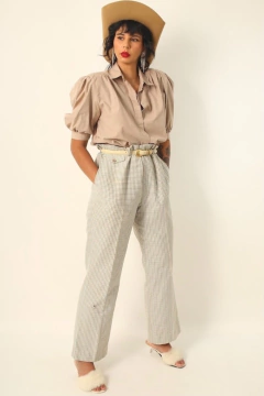 camisa bege manga bufante vintage - loja online