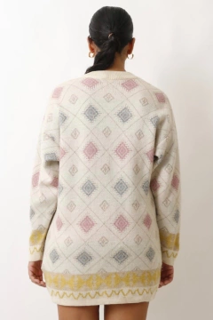 Imagem do Pulover off lã com acrilico estampa azuleijo