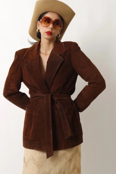 Blazer em couro MIXED marrom - comprar online