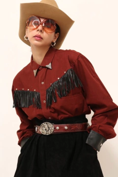 Camisa western ponteira de gola cavalo franja na internet