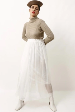 Saia midi transparência branca cintura alta na internet