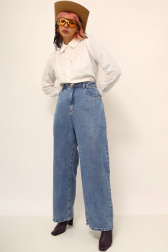 Calça jeans flare azul classica - loja online
