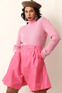 Bermuda nylon rosa cintura mega alga - loja online