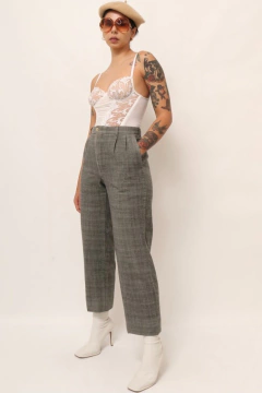 calça xadrez cintura alta vintage - loja online