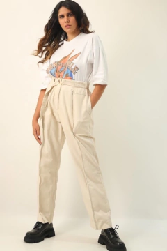 Calça cintura alta AMARO creme - comprar online
