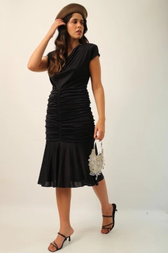 Vestido preto drapeado vintage 80’s - loja online
