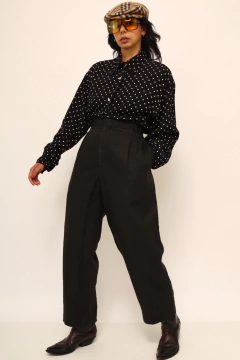 Calça 100% linho preta vintage na internet