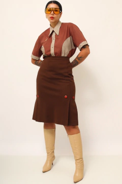 Saia marrom midi acrilico vintage