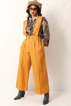 macacao estilo linho amarelo vintage - loja online