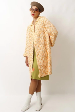 robe matelasse laranja flores vintage