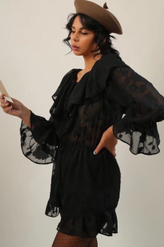 Macaquinho trasnparencia babados western - Capichó Brechó