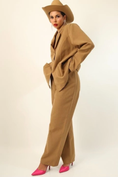 Conjunto bege blazer + calca cintura mega - comprar online