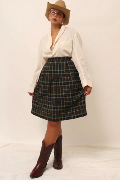 Saia pregas verde midi Lã classica - comprar online