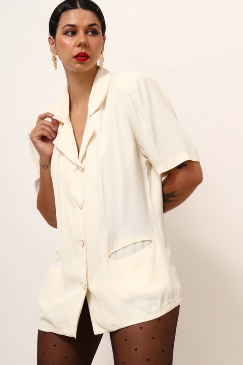 Blazer vestido estilo crepe creme 90´s