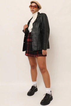 Blazer couro forrado preto vintage - loja online