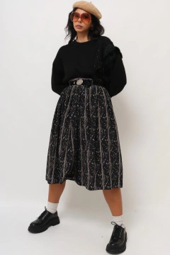 saia cintura alta ampla textura plissada - comprar online