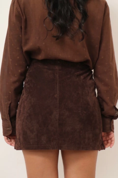 saia camurça curta marrom vintage - comprar online