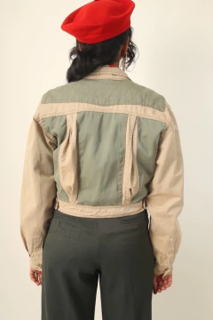jaqueta Cropped jeans verde vintage