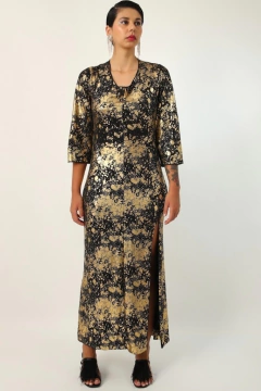 Vestido longo fenda dourado vintage