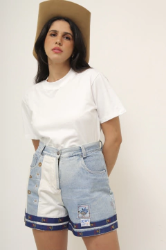 Shorts jeans flor bicolor KIWI - loja online