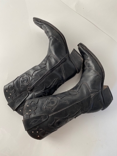 Bota couro western preta vintage 34 - comprar online