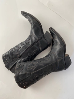 Bota couro western preta vintage 34 - comprar online