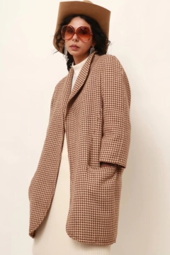 Blazer xadrez manga 7/8 vintage bege