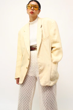 Blazer linho bege forrado vintage - Capichó Brechó