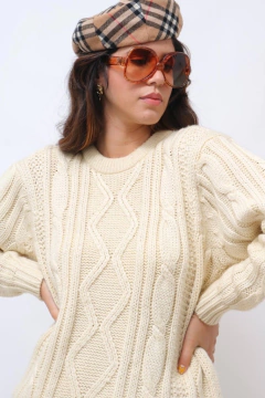 tricot grosso creme textura vintage - comprar online