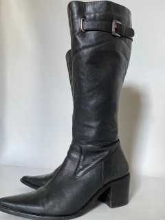 Bota couro cano longo preta 38 - loja online