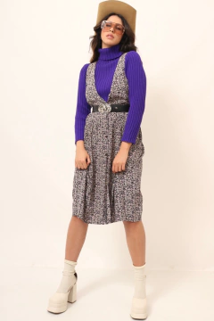 Vestido viscose estampa flores vintage - comprar online