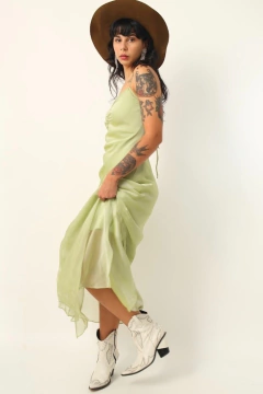 vestido verde forrado 90’s vintage na internet