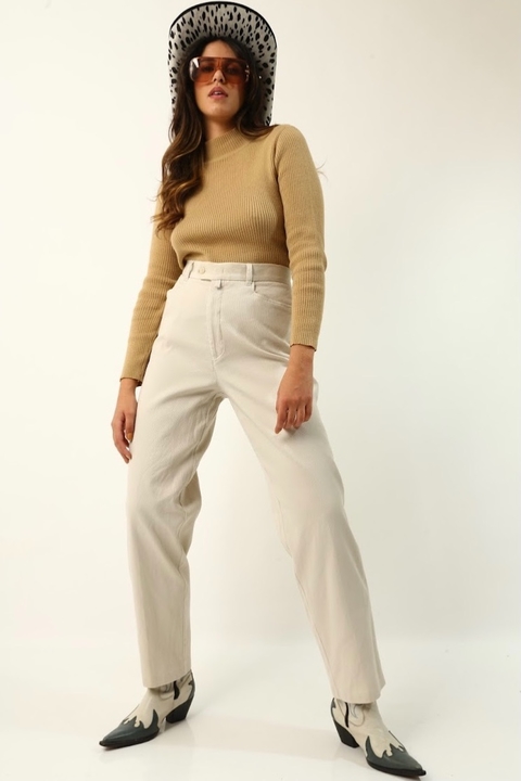 calça alafaiataria cintura alta creme