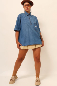 camisa Hard Rock azul bordado vintage - Capichó Brechó