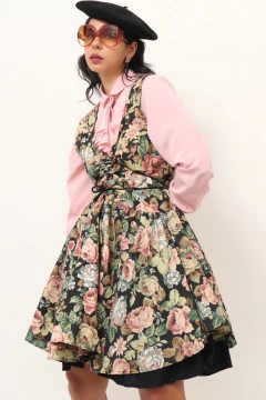 Vestido flores camadas MARIA ANTONIETA garimpado em PARIS - Capichó Brechó