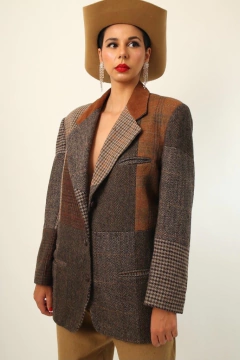 Blazer xadrez recorte camurça color - comprar online